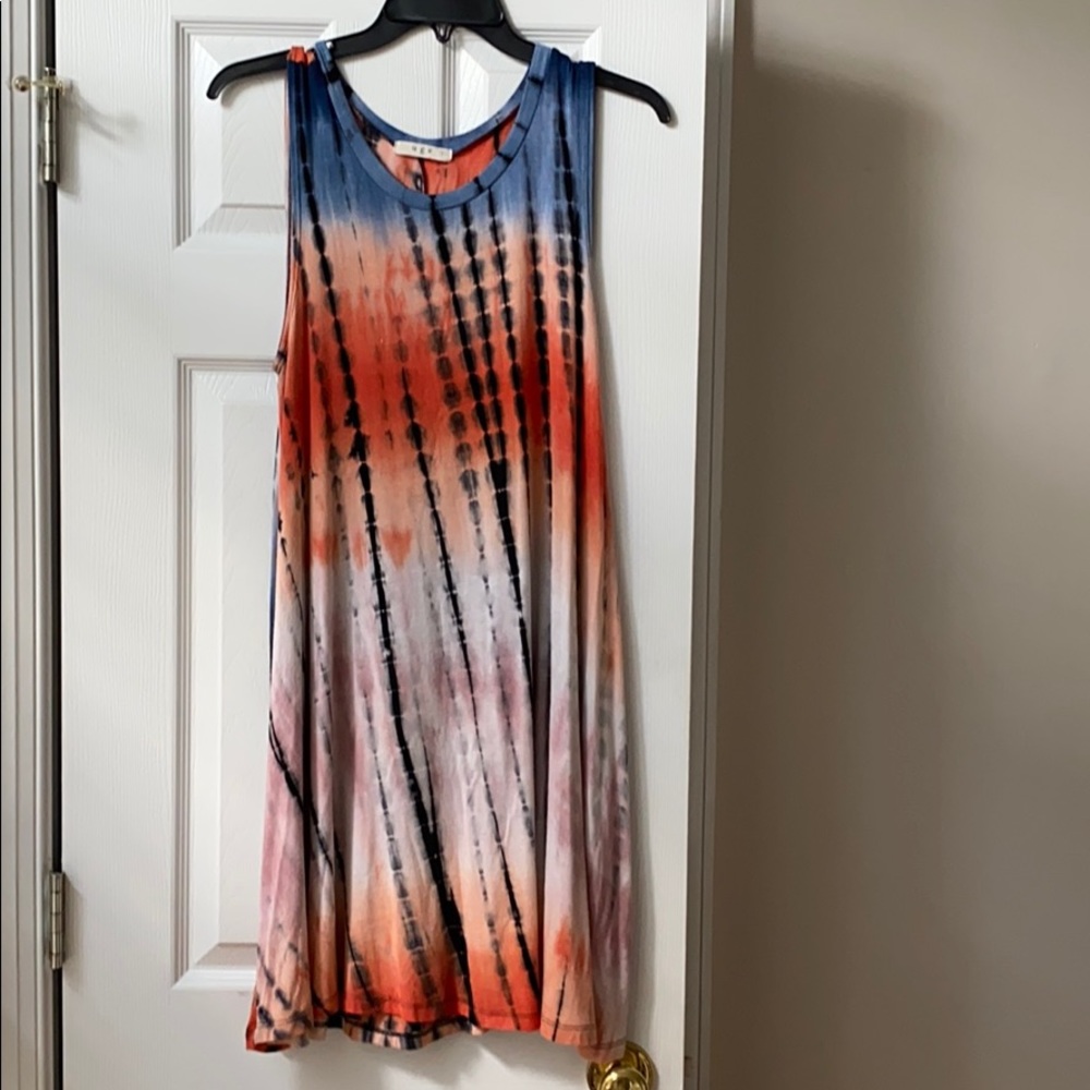Flowy Orange and Blue Dress